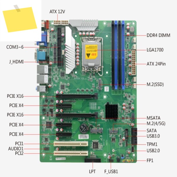 W680 마더보드 1213 코어 i3i5i7i9 LGA1700 데스크탑 서버 CPU IPC ATX 산업용 메인보드 ECC6COM 2LAN Raid 포함 제품 이미지