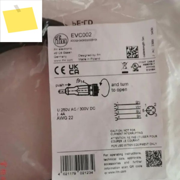 1PC New Original IFM Connecting cable with socket EVC002 ADOGH040MSS0005H04 제품 이미지