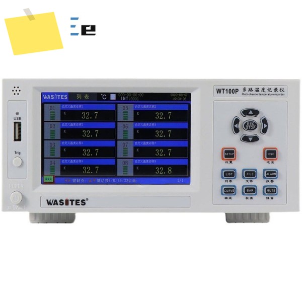 WASITES 8채널 8CH-64CH 온도 기록기 5인치 터치스크린 곡선 및 실린더 차트 포함 제품 이미지