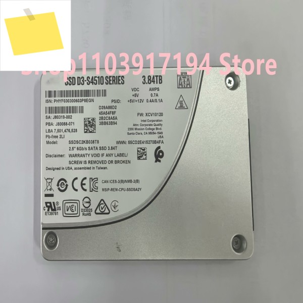새제품 인텔 SSD D3-S4510 시리즈 3.84T 솔리드 스테이트 서버 엔터프라이즈 SSDSC2KB038T8용 제품 이미지