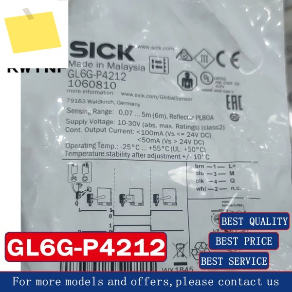 신품 GL6G-P4212 SICK 센서는 유도 스위치를 사용하여 투명한 물체를 감지합니다. 100% 원래 창고 제품 이미지
