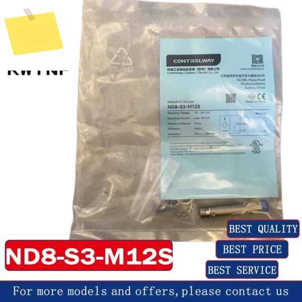 신품 ND8-S3-M12S CONTROLWAY 4핀 플러그인 DC PNP 일반적으로 개방형 금속 나사형 근접 스위치 센서 제품 이미지