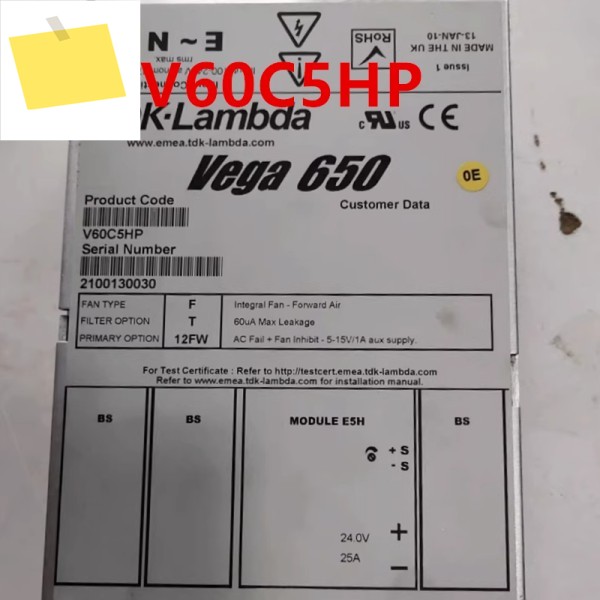 TDK-LAMBDA VEGA 650 V60C5HP V606X1J용 분해 원래 전원 공급 장치 새 제품처럼 작동 제품 이미지