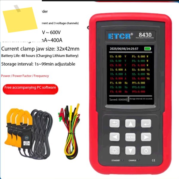 ETCR8430 3상 전력계 전압 및 전류 감지 기록기 단상 제품 이미지