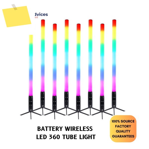 배터리 무선 LED 360 RGB 튜브 라이트 28W APP DMX 아트넷 컨트롤 IP65 방수 무대 효과 램프 충전식 제품 이미지