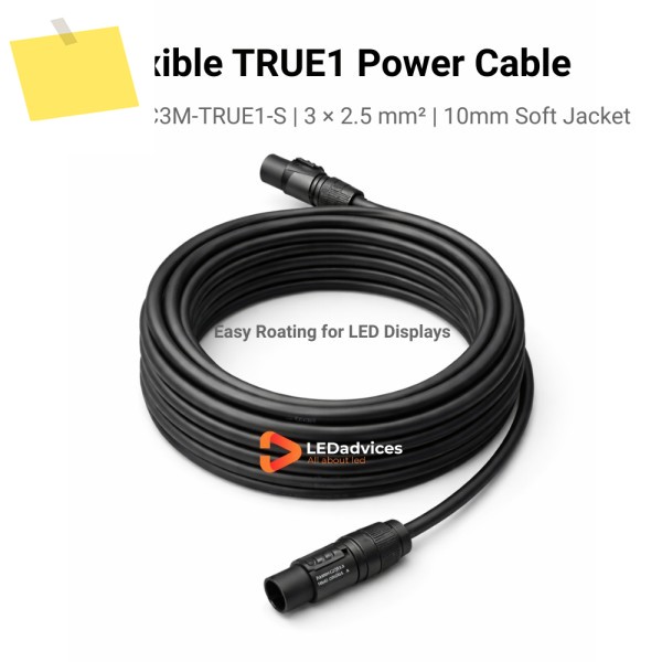 10m 유연한 전원 케이블 Neutrik PowerCon NAC3M-TRUE1-S 3×2.5mm² 소프트 재킷 메인 코드 실내외 LED 디스플레이용 제품 이미지