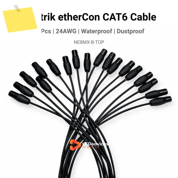 10개 24AWG Neutrik etherCon 유연한 CAT6 이더넷 케이블 0.8m1.2m NE8MX-B-TOP 방수 블랙 LED 디스플레이 신호 제품 이미지