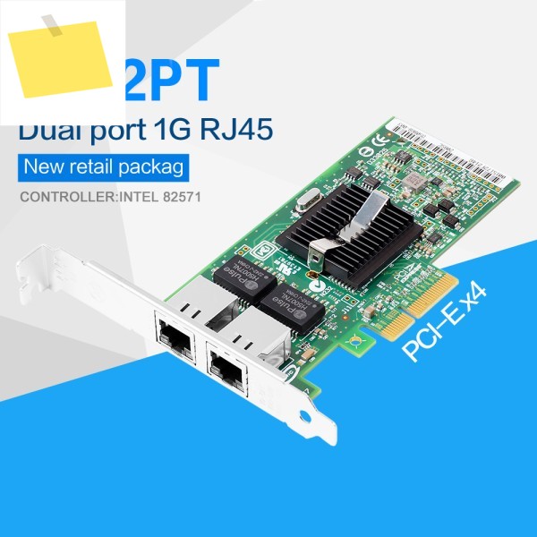 FANMI 9402PT PCI-Express 듀얼 포트, 기가비트 이더넷 카드 서버 어댑터, NIC 컨트롤러, 인텔 82571, 10, 1000Mbps 제품 이미지