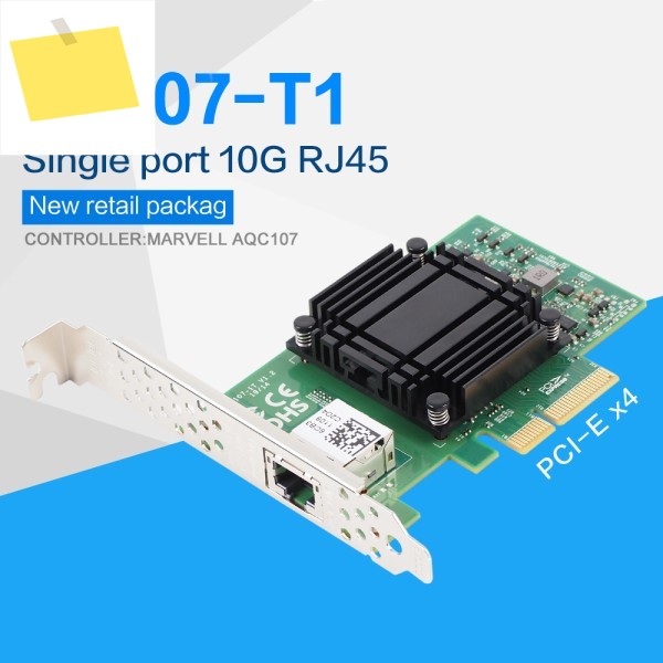 마벨 AQC107 칩셋 PCI-E X4 단일 포트 랜 카드, 네트워크 어댑터, 1G, 2,5G 제품 이미지