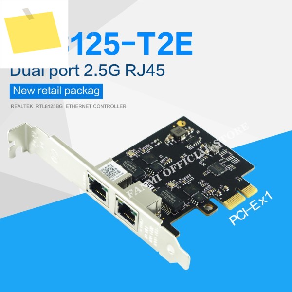 듀얼 포트 서버 네트워크 카드 2.5 기가비트 이더넷 유선 게임 NIC, 2 PCIe RJ45, 2500Mbps, 리얼텍 칩, RTL8125BG 제품 이미지