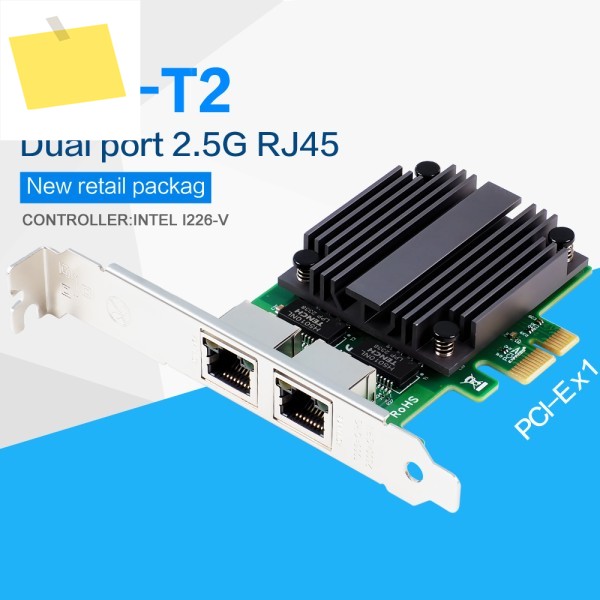 FANMI I226-T2 PCIe x1 RJ45 듀얼 포트 2.5G 네트워크 카드 Intel 기가비트 이더넷 1001000M2500M LAN 어댑터 제품 이미지