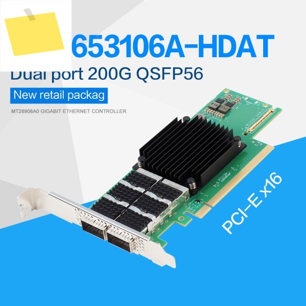 신품 200GbE Mellanox ConnectX-6 MCX 653106 A-HDAT InfiniBand이더넷 어댑터 HDR IB 네트워크 카드 2QSFP56 포트, PCIe 4 제품 이미지
