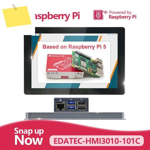 Broadcom BCM2712 ED-HMI3010-101C, Raspberry Pi 5 기반 10.1인치 산업용 패널 판넬 판네루 PC, 멀티포인트 정전식 터치스크린 제품 이미지