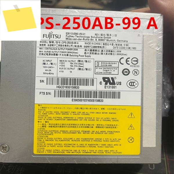 FUJITSU DPS-250AB-99 A S26113-E593-V50-01 용 새 원본 전원 공급 장치 제품 이미지