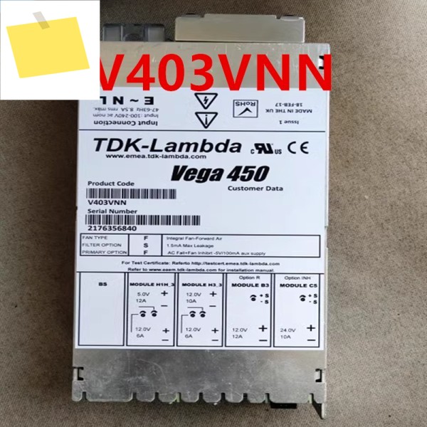 TDK-LAMBDA VEGA 450 V403VNN용 원래 전원 공급 장치 분해 새 제품처럼 작동 제품 이미지