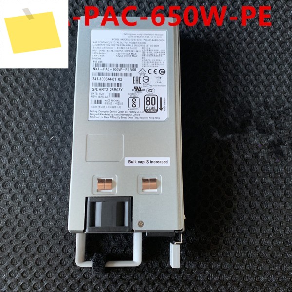 시스코 N9K-C93180YC-EX 오리지널 전원 공급 장치, NXA-PAC-650W-PE 341-0729-03 700-014078-0100, 650W 제품 이미지