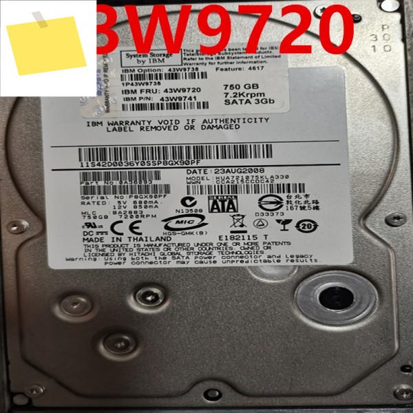 서버 HDD용 오리지널 하드 디스크, IBM DS4200, 750GB, 3.5 인치, 32MB SATA, 7200RPM, 43W9738, 용, 새제품 제품 이미지