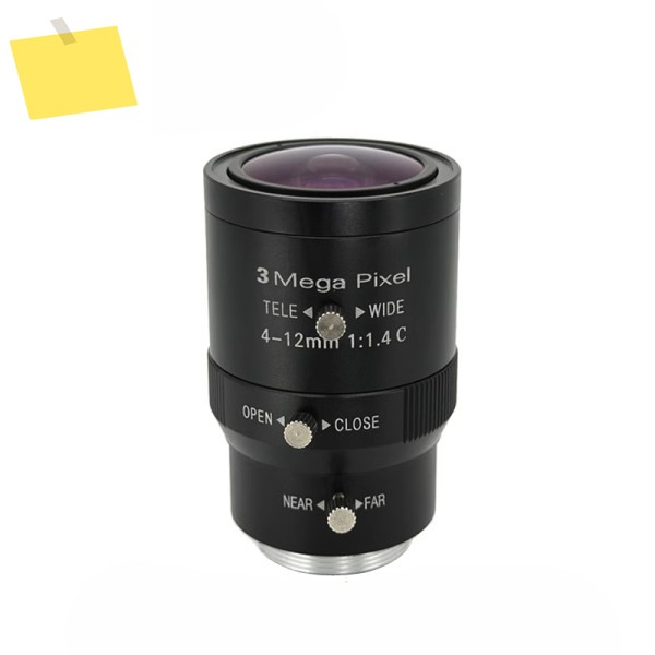 산업용 렌즈, 고화질 3MP, 12 인치, C 마운트 머신 비전, 저왜곡 FA 줌 4-12mm 제품 이미지