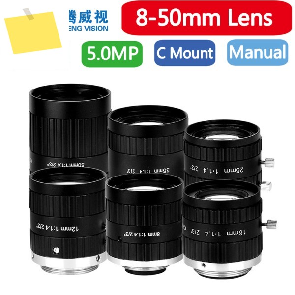 머신 비전 카메라 C 마운트 수동 산업용 고정 초점 렌즈, 23 인치 5MP, 8mm, 제품 이미지
