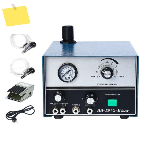 듀얼 헤드 공압 조각 기계 HH-E04 0-8000RPM 0-60PSI 보석 금속 스톤 및 세팅 조절 가능 제품 이미지