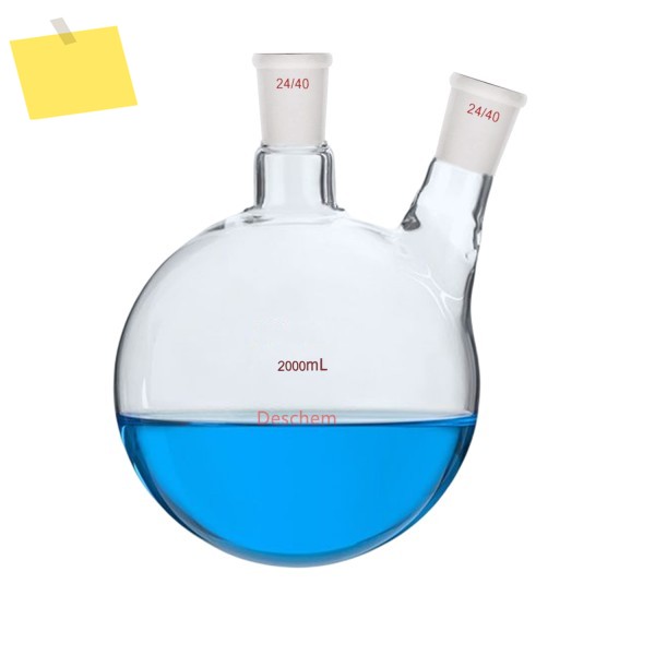 둥근 바닥 유리 플라스크, 2440,2-넥, 2L 반응 베셀, 이중 넥, 2000ml 제품 이미지