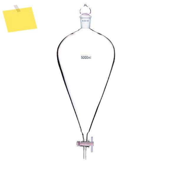 실험실 유리 피라미드 분리 드롭 깔때기, PTFE 스톱콕, 2440, 5000ml, 5 리터 제품 이미지