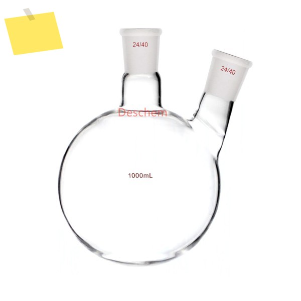 1000ml,2 목, 2440, 둥근 바닥 플라스크, 1L, 이중 실험실 끓는 병 제품 이미지