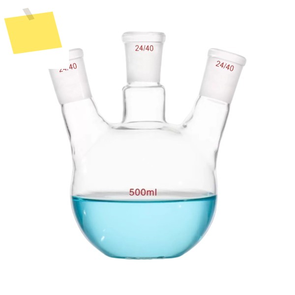 실험실 끓는 병, 평평한 바닥 유리 플라스크, 3 넥, 2440, 500ml 제품 이미지