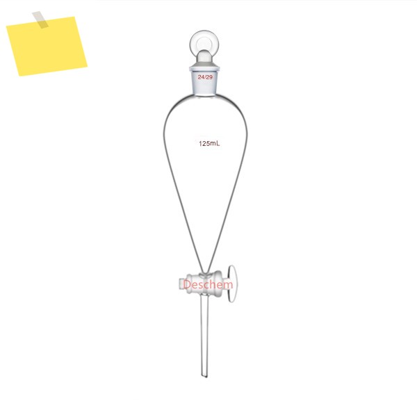 2429 유리 피라미드 분리 깔때기, 스트레이트 드롭 튜브, 스톱콕, 실험실 제품, 125ml 제품 이미지
