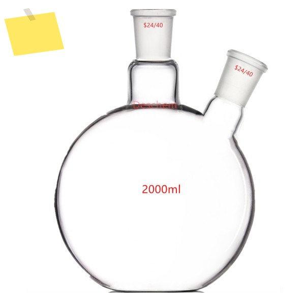 실험실용 반응 베셀, 평평한 바닥 유리 플라스크, 2440,2-넥, 2L, 트윈 넥, 2000ml 제품 이미지