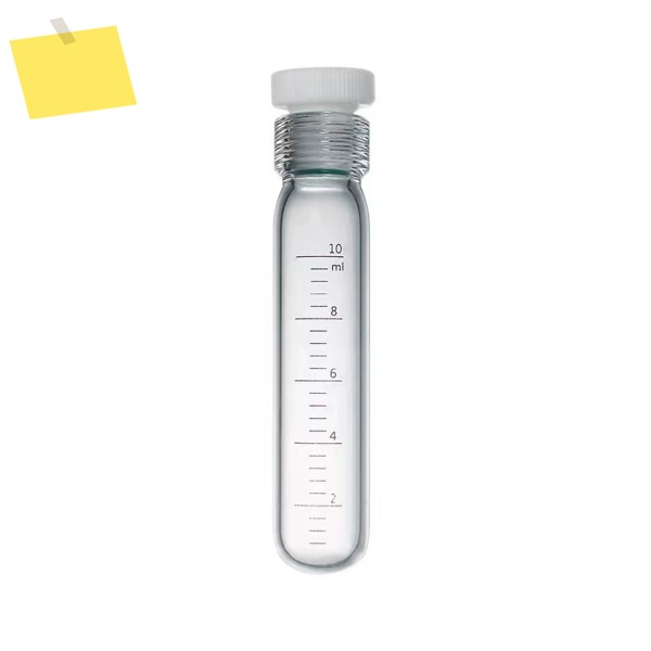 Deschem 유리 고압 병, 무거운 벽 베셀 PTFE 스레드 스토퍼, 눈금 포함, 10ml 제품 이미지