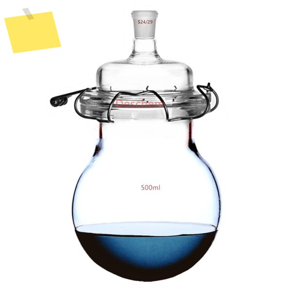2429 유리 반응기, 1 넥 싱글 실험실 베셀, 뚜껑 및 클램프 포함, 500ml 제품 이미지