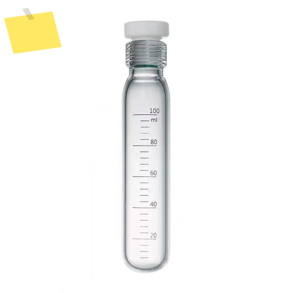 Deschem 유리 고압 병, 무거운 벽 베셀 PTFE 스레드 스토퍼, 눈금 포함, 100ml 제품 이미지