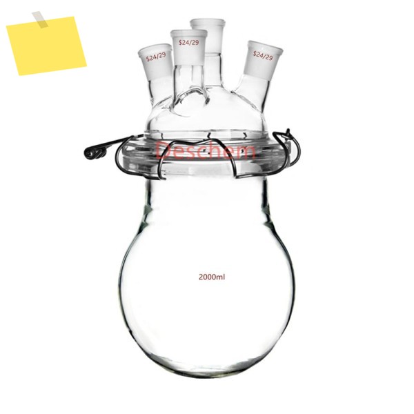 2429 유리 반응기, 뚜껑 및 클램프 포함, 4-넥, 2 Litre 주전자, 2000ml 제품 이미지