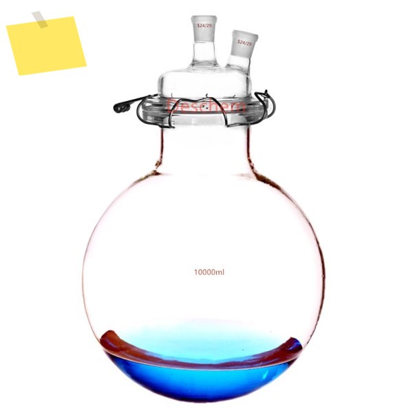 10000ml 2429 유리 반응기 두 트윈 넥 10L 실험실 플라스크 주전자뚜껑 및 강철 클램프 포함 제품 이미지