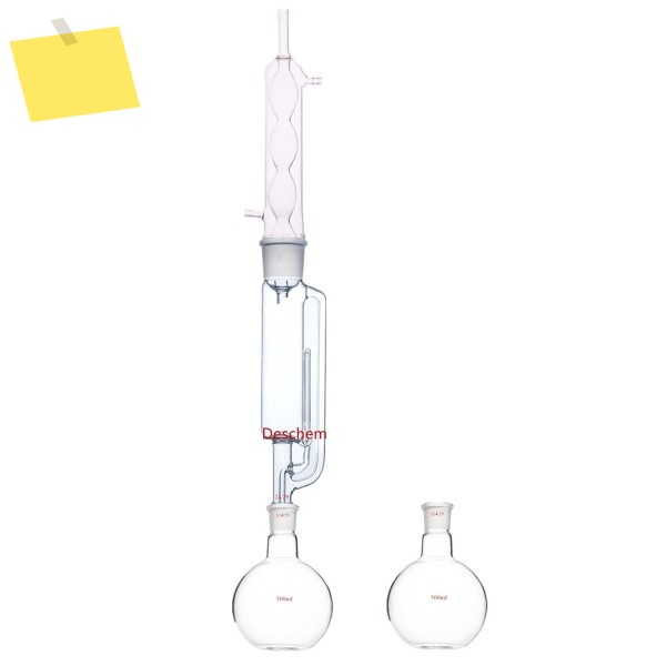 500ml 2429 유리 소흘 추출기 본체 및 알린 콘덴서, 평평한 바닥 플라스크 2개 제품 이미지