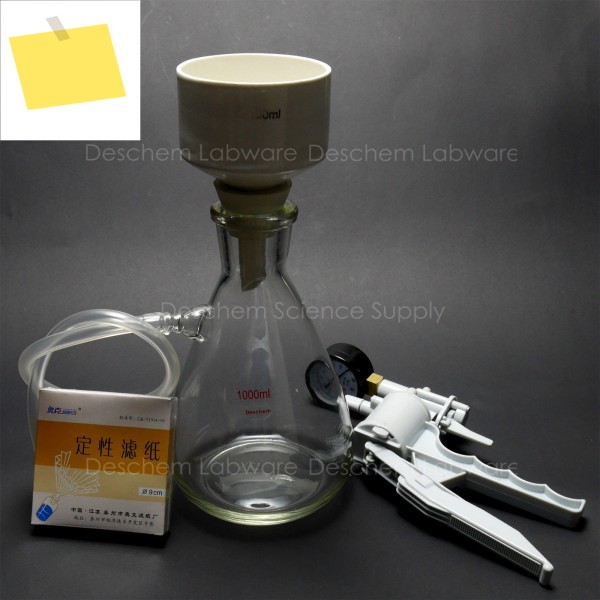 1000ml, 여과 부 흐너 깔때기 키트, 흡입 플라스크, 핸들 진공 펌프, 필터 Pap 제품 이미지