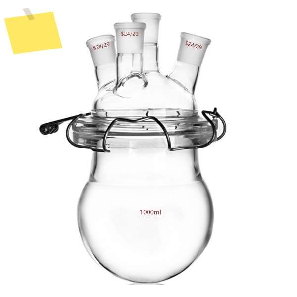 2429 유리 반응기 뚜껑 및 클램프 포함, 4 목 1L 실험실 주전자 베셀, 1000ml 제품 이미지