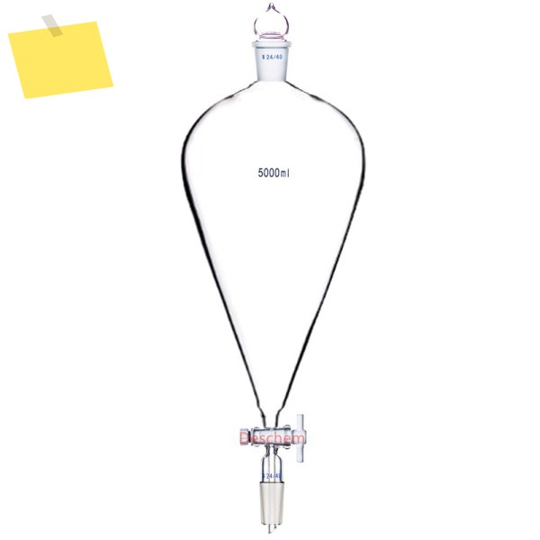 2440 유리 배 모양 분리 깔때기, 5L PTFE 스톱콕, 양쪽 접지 조인트, 5000ml 제품 이미지