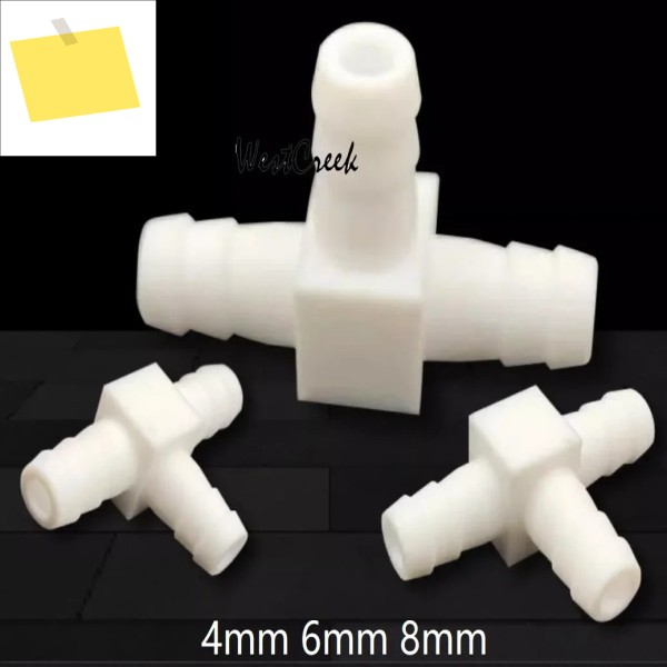 WESTCREEK 내열성 PTFE 티 조인트, 폴리테프 바브 피팅, 3 웨이 파고다 커넥터, 산 및 알칼리 T 6, 8mm 제품 이미지