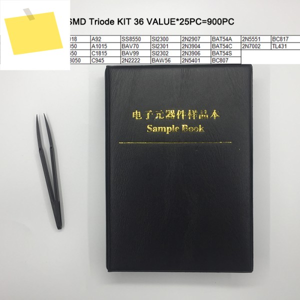 900pc smd 트라이오드 키트 북, SOT-23 세트, 일렉트로닉스, 36 값 25pc = 트랜지스터 테스터 제품 이미지