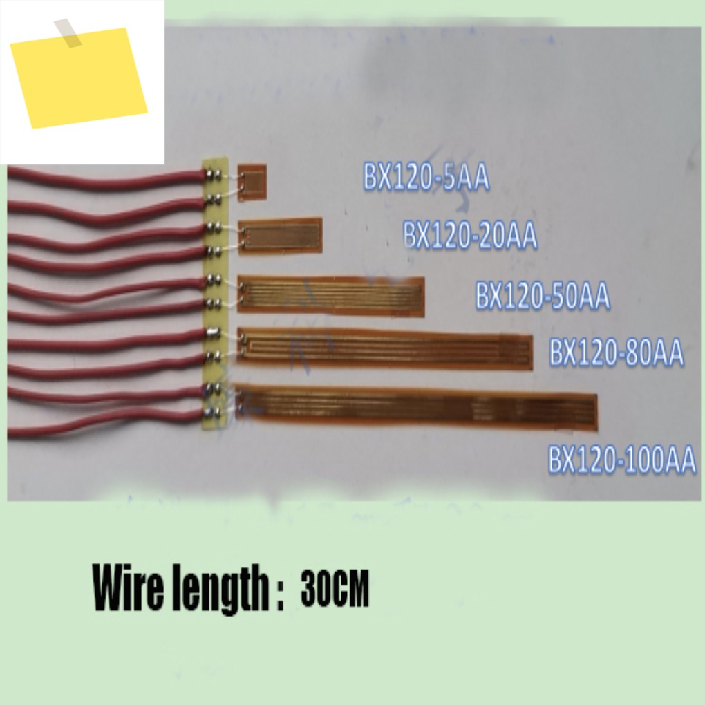 10pc 솔더 프리 압력 게이지 콘크리트 BX120 0.5AA-20AA 스트레인 센서 포일 유형 저항 와이어 30CM 제품 이미지