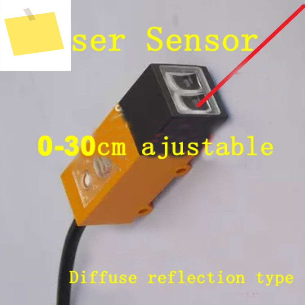 스퀘어 레이저 광전 스위치 DC10V-30V 센서, NPN 범위 30cm, 조절 가능한 확산 반사형, 1 개 제품 이미지