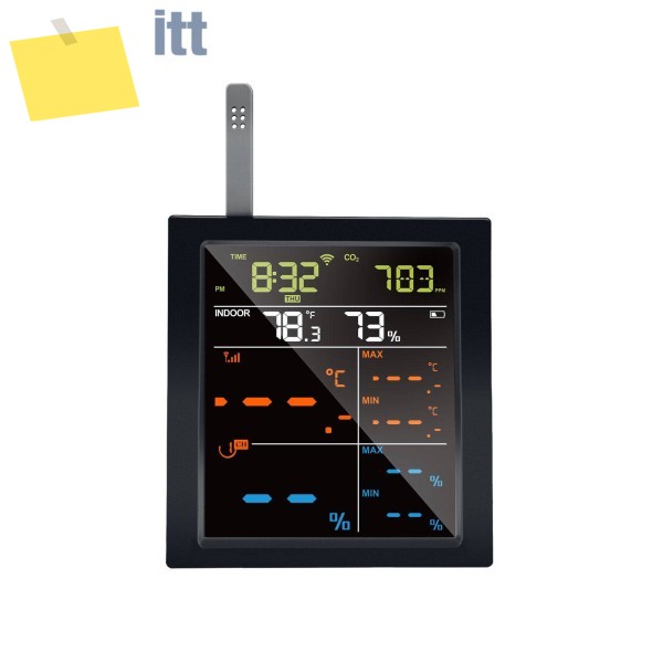 Ecowitt WN1821_C 기상 관측소 디스플레이 콘솔, 4.9 인치 LCD 내장 CO2 감지기, 온도 습도계, 기압계 제품 이미지