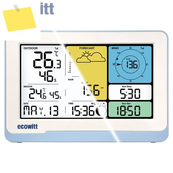 Ecowitt WS3800_CWS3820_C Wi-Fi 기상 관측소 수신기, 7.5인치 LCD 디스플레이 콘솔, IoT 장치 WFC01 및 AC1100 지원 제품 이미지