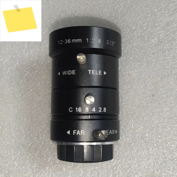 중고 산업용 렌즈 12-36mm 1:2.8 23 대상 표면 C-포트 FA 고정 초점 테스트를 거쳐 빠르게 되었습니다. 제품 이미지