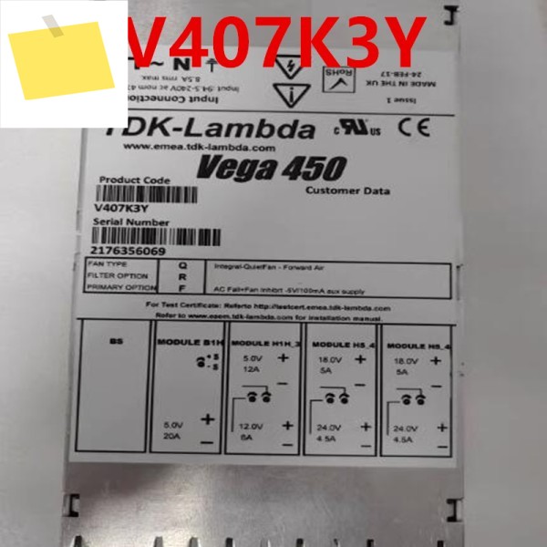 TDK-LAMBDA VEGA 450 V407K3Y 기존 분해 전원 공급 장치 제품 이미지
