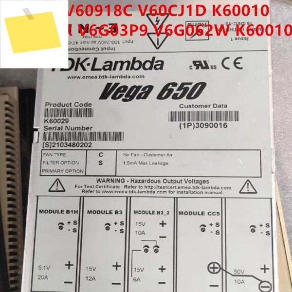 1PCS 기존 90% 새 전원 공급 장치 TDK-LAMBDA VEGA 650 V60918C K60010 V6G062W 제품 이미지