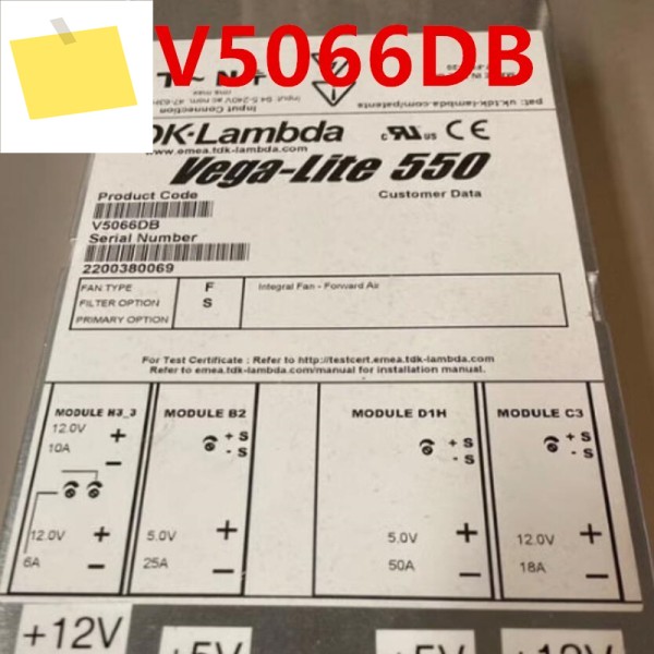 1PCS TDK-LAMBDA VEGA-Lite 550 V5066DB V504TXB용 90% 새 원본 전원 공급 장치 제품 이미지