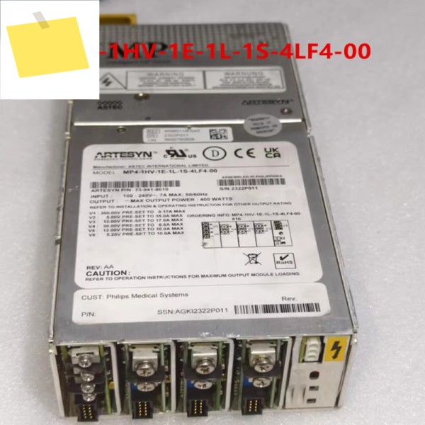 ARTESYN 400W MP4-1HV-1E-1L-1S-4LF4-00 73-941-8010 73-560-9962 용 1PCS 90% 새 전원 공급 장치 제품 이미지